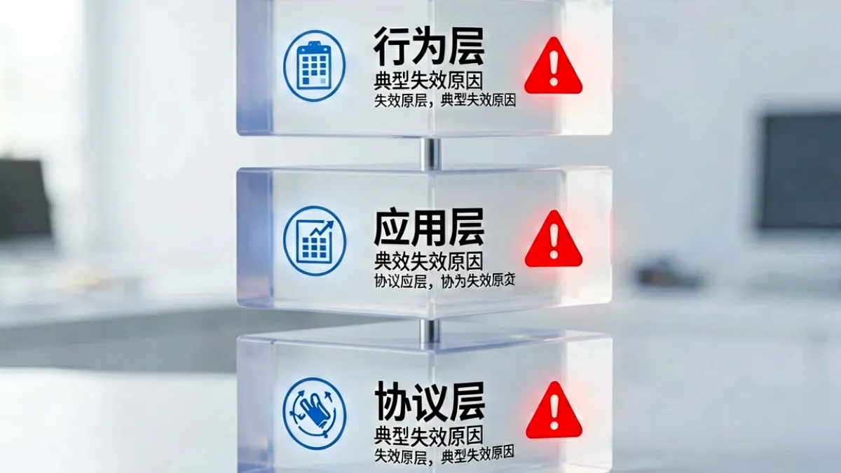 91暗网 - 三层匿名保护结构示意图，包含协议层、应用层和行为层，标注各层在暗网访问中的失效点